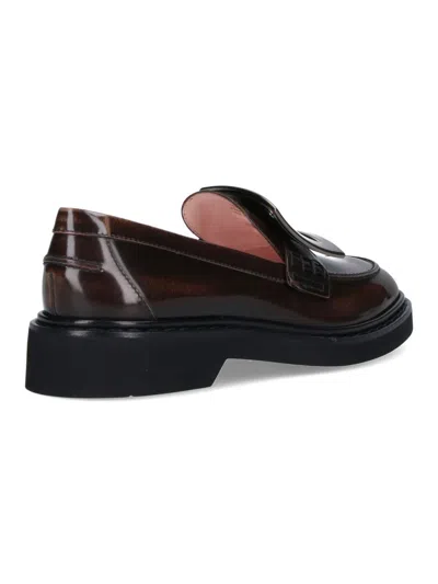 Roger Vivier Viv' Rangers Black Loafers With Metal Buckle In Brown