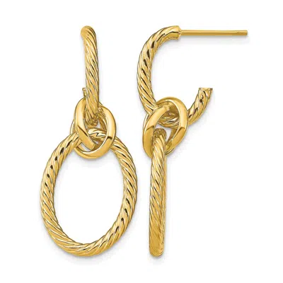 Diamond2deal 14k Yellow Gold Textured Drop Dangle Earrings In Gold