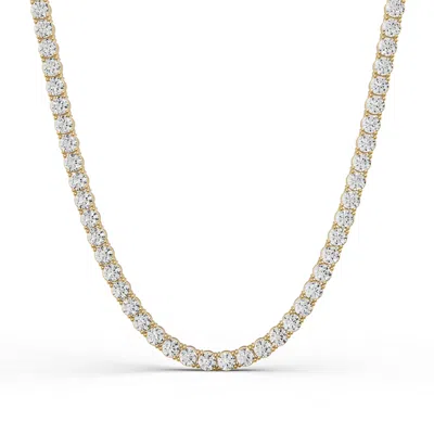 Diamond2deal 14k Gold Lab Grown Diamond Straight Line Tennis Necklace 18" 5 Ct In Gold