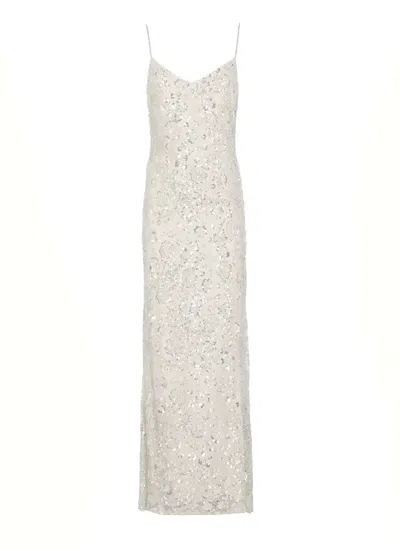 Self-portrait Floral Sequin Dress In Gray