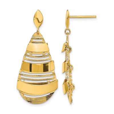Diamond2deal 14k Yellow Gold Polished And Brushed Facny Drop Dangle Earrings In Gold