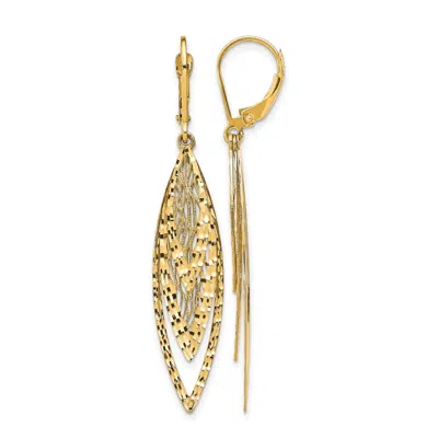 Diamond2deal 14k Yellow Gold Diamond-cut Drop Dangle Earrings In Brown