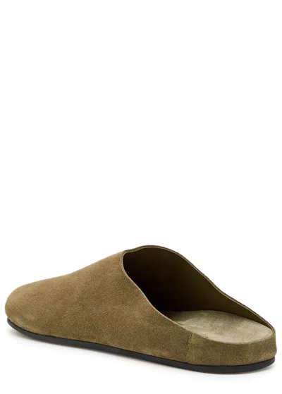 The Row Beige Hudson Suede Slide Loafers In Brown