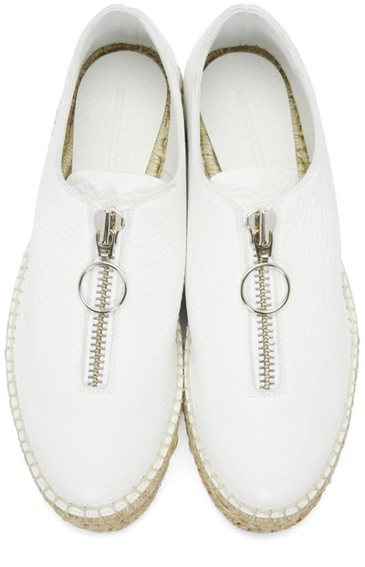 Shop Alexander Wang White Leather Zip-up Devon Espadrilles