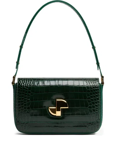 Patou Le Lock Crocodile-pattern Bag In Green