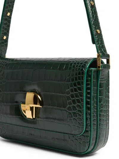 Patou Le Lock Crocodile-pattern Bag In Green
