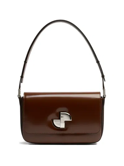Patou Le Classic Lock Leather Shoulder Bag In Brown