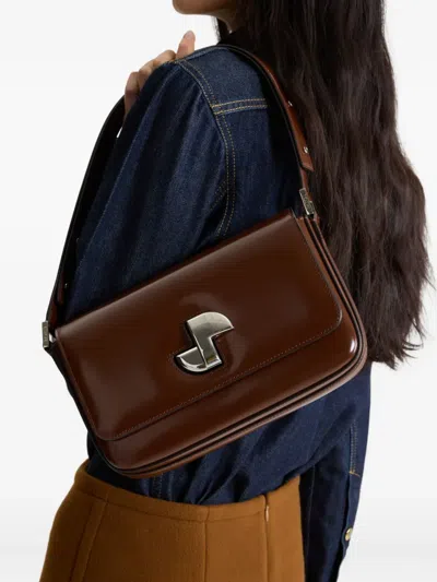 Patou Le Classic Lock Leather Shoulder Bag In Brown