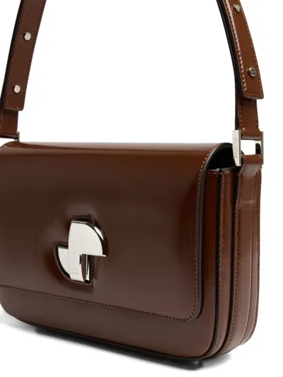 Patou Le Classic Lock Leather Shoulder Bag In Brown
