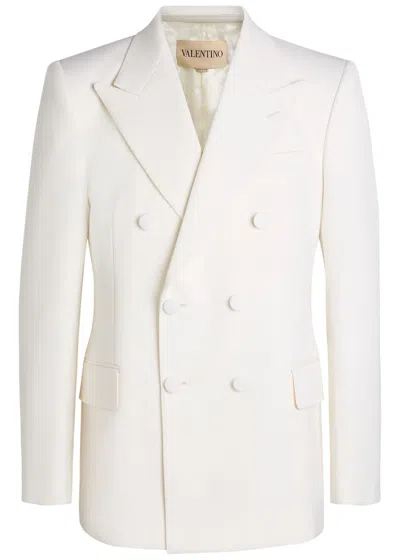 Valentino Garavani Milk-colored Double-breasted Jacket In In White