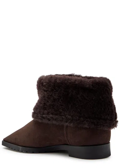 Totême Toteme Shearling-trimmed Suede Ankle Boots In Brown