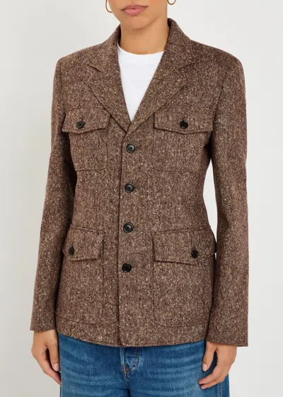 Nili Lotan Fleur Button-up Flap-pocket Jacket In Brown