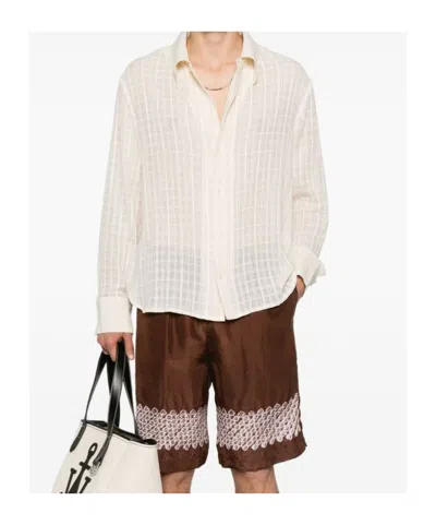 Séfr Ignacio Check-pattern Long-sleeve Shirt In White