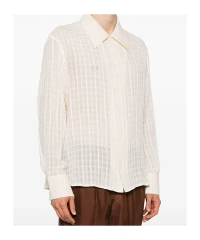Séfr Ignacio Check-pattern Long-sleeve Shirt In White