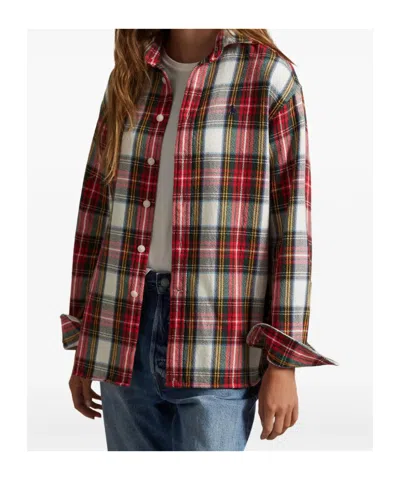 Polo Ralph Lauren Plaid Long-sleeved Shirt In Red