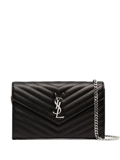 Saint Laurent Cassandre Leather Shoulder Bag In Black