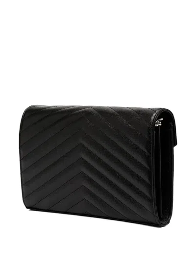 Saint Laurent Cassandre Leather Shoulder Bag In Black
