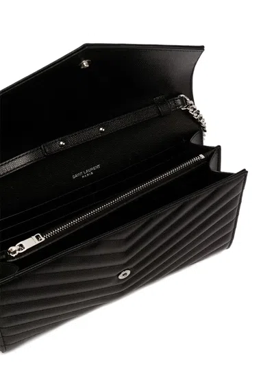 Saint Laurent Cassandre Leather Shoulder Bag In Black