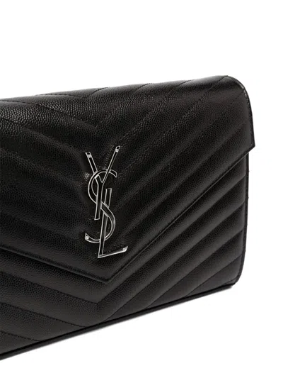 Saint Laurent Cassandre Leather Shoulder Bag In Black