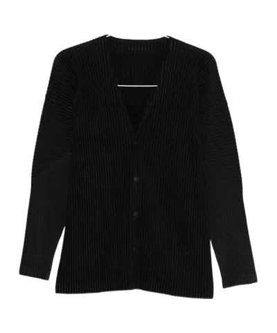 Issey Miyake Long-sleeved Cardigan In Black