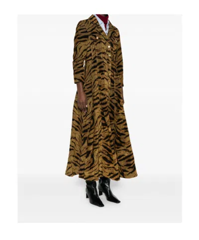 Ganni Animal Print Dress Chest Pockets In Multi