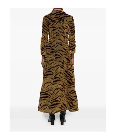 Ganni Animal Print Dress Chest Pockets In Multi