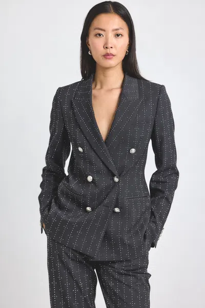 Derek Lam 10 Crosby Walter Mini Stud Double Breasted Blazer In Gray