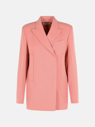 Sportmax 'esule' Straight Blazer In Antique Pink Virgin Wool In Pink