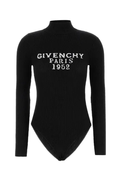 Givenchy High Neck Long Sleeve Bodysuit In Black