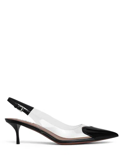 Alaïa Le Coeur Black Patent Leather High Slingback In Animal Print