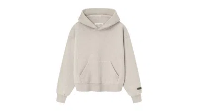 Pre-owned Fear Of God Essentials Womens Classic Fleece Hoodie In Heather Stone In Gray