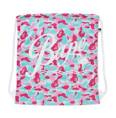 Pre-owned Bape Store Miami Knapsack In Pink/blue In Multi