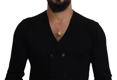 Dolce & Gabbana Black Cashmere Button Down Cardigan Men's Sweater In Black