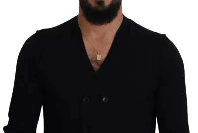 Dolce & Gabbana Black Cashmere Button Down Cardigan Men's Sweater In Black
