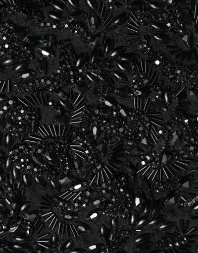 Dolce & Gabbana Black Crystal Handmade Knee Pencil Women's Skirt In Black