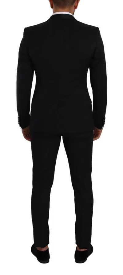 Dolce & Gabbana Black Fantasy Gold Wool Slim Fit 2 Piece Men's Suit In Black