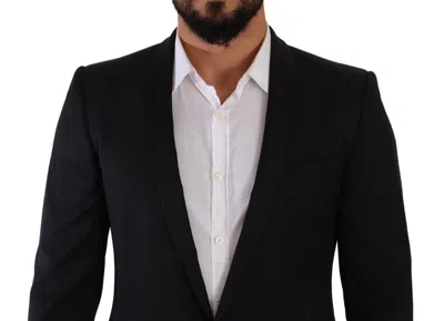 Dolce & Gabbana Black Fantasy Gold Wool Slim Fit 2 Piece Men's Suit In Black