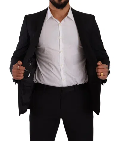 Dolce & Gabbana Black Fantasy Gold Wool Slim Fit 2 Piece Men's Suit In Black