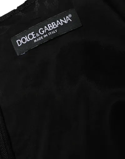 Dolce & Gabbana Black Floral Lace Sheath Sleeveless Mini Women's Dress In Black