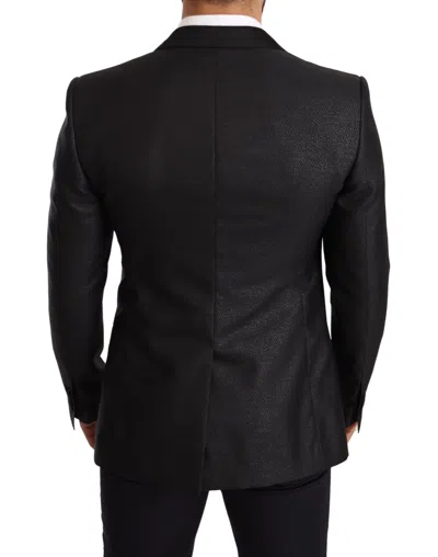 Dolce & Gabbana Black Metallic Slim Jacket Tuxedo Men's Blazer In Black