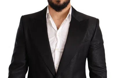 Dolce & Gabbana Black Metallic Slim Jacket Tuxedo Men's Blazer In Black