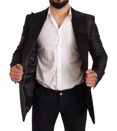Dolce & Gabbana Black Metallic Slim Jacket Tuxedo Men's Blazer In Black