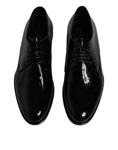 Pre-owned Dolce & Gabbana Black Patent Leather Derby Formal Dress Men's Shoes ()