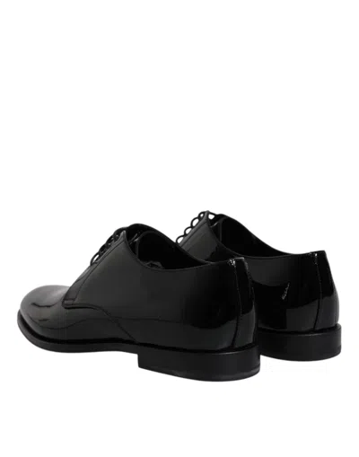 Pre-owned Dolce & Gabbana Black Patent Leather Derby Formal Dress Men's Shoes ()