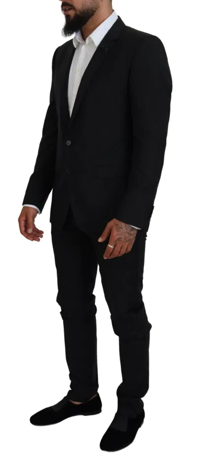 Dolce & Gabbana Black Single Breasted 2 Piece Martini Men's Suit In Black