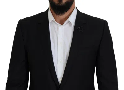 Dolce & Gabbana Black Single Breasted 2 Piece Martini Men's Suit In Black