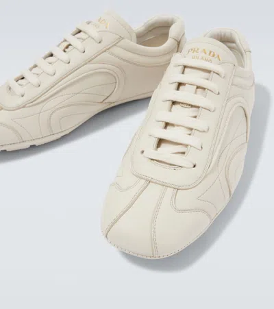 Prada Mens Neutral Montecarlo Re-edition 2005 Antiqued Leather Low-top Trainers Eur 42.5 / 8.5 Uk