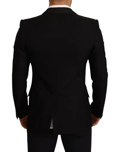 Dolce & Gabbana Black Wool Slim Fit Coat Blazer Men's Jacket In Black