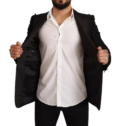 Dolce & Gabbana Black Wool Slim Fit Coat Blazer Men's Jacket In Black