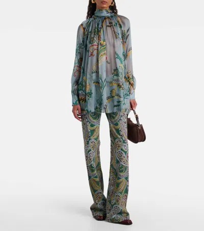 Etro Floral Long Sleeve Loose Fit Top In Multi